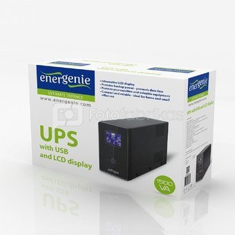 Energenie UPS with USB and LCD display, 2000 VA, black