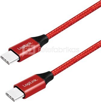 LogiLink USB2.0 cable, USB-C to USB-C red 1m