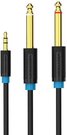 3.5mm TRS Male to 2x 6.35mm Male Audio Cable 2m Vention BACBH (black)