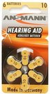 1x6 Ansmann Zinc-Air 10 (PR 70) Hearing Aid Batteries
