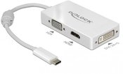 Delock Adapter USB C(M)->HDMI(F)/VGA(F)/DVI(F)(24+5)(THUNDERBOLT 3) on cable 13 cm white
