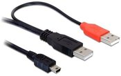 Delock Cable USB-A(M)+POWER USB-A(M)-USB MINI(M)