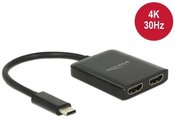 Delock Splitter video USB-C -> 2x HDMI 4K black