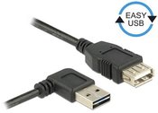 Delock USB cable AM-AF 2.0 0.5m black right angle left/right Easy-USB