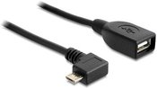 Delock USB MICRO (M) cable angled right> USB-A (F) 2.0 0.5M OTG black