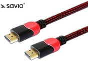 Elmak Cable HDMI-HDMI v2.0 , OFC, copper, 3D, gaming, PC, red-black, braided, 4K, 1.8m SAVIO GCL-01