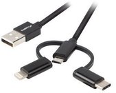 Lanberg 3in1 USB AM(M)- USB micro+Lightning+USB Cable