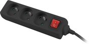 Lanberg Power strip 3m, black, 3 sockets, with switch, cable made of solid copper