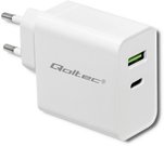 Qoltec Charger | 45W | 5-20V | 2.4-3A | USB typ C PD | USB | White