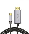 Savio Cable CL-171 HDMI 2.0B- USB-C v3.1, 2m, silver-black, golden tips